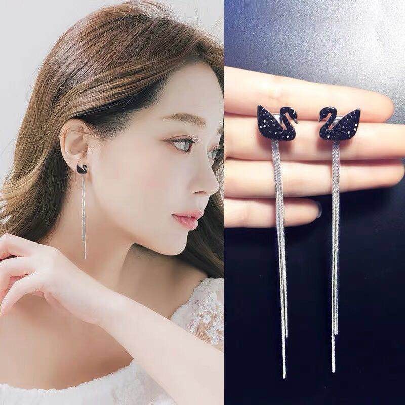 Bông tai thiên nga đính đá zircon lấp lánh xinh xắn nữ tính dành cho nữ