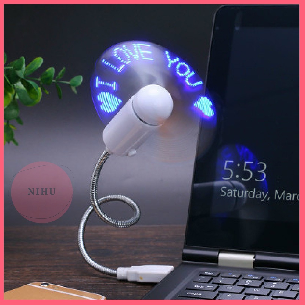 Quạt USB Mini Chạy Đèn LED CỰC ĐẸP - Quạt Mini Chạy SIÊU MÁT 2 Cánh Tiện Lợi