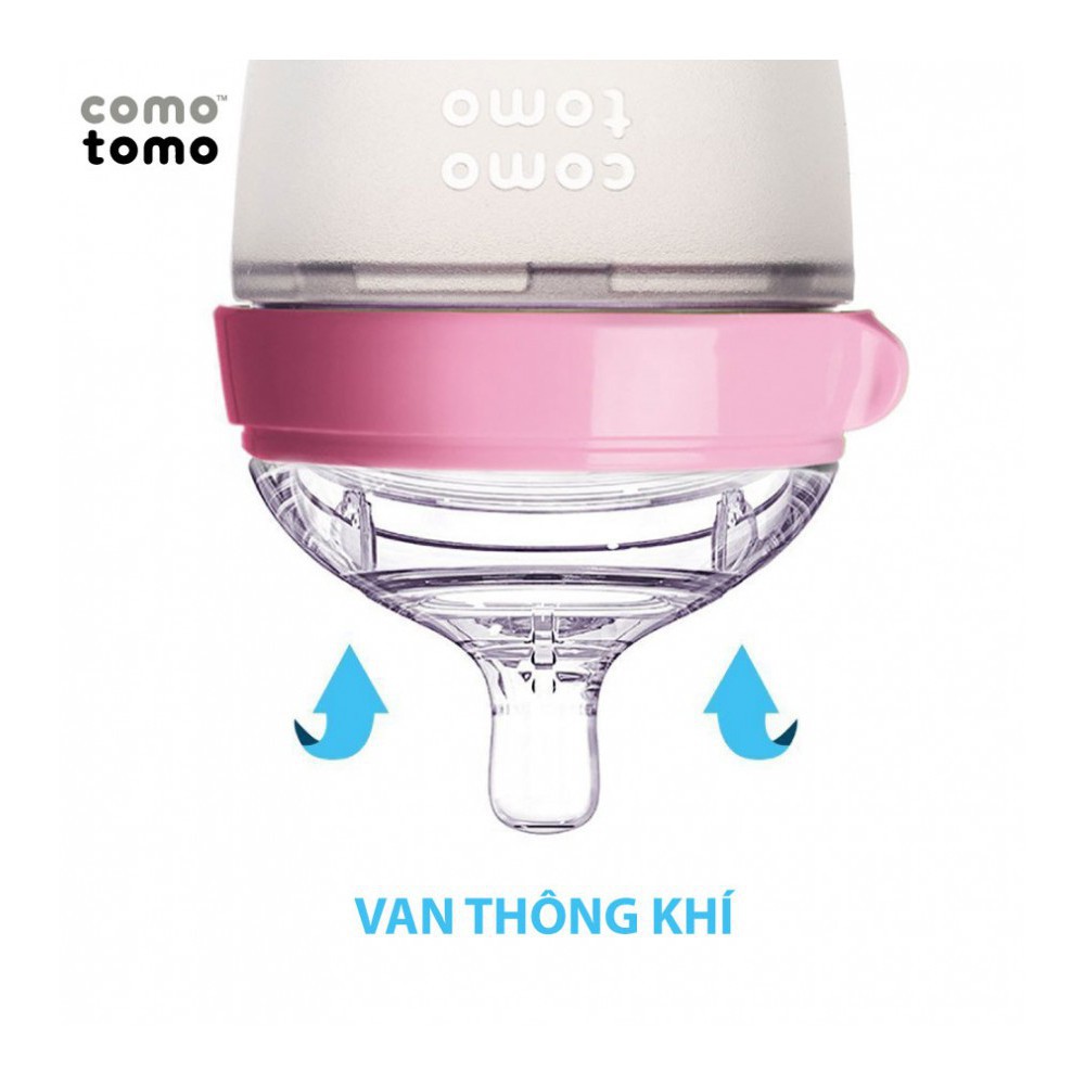 [CHÍNH HÃNG]Bộ hai bình sữa silicone Comotomo 250ml - Hồng - Combo Bán Chạy