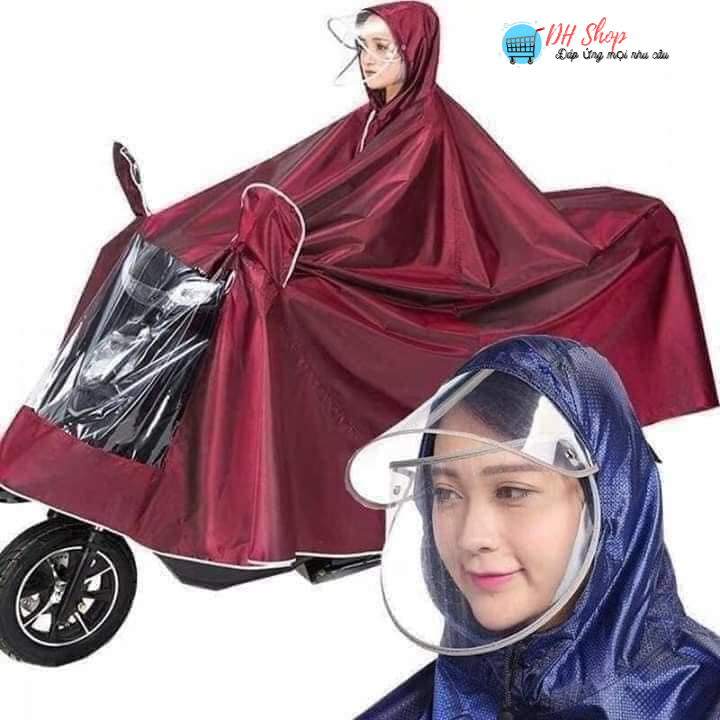Áo mưa chùm dành cho 1 người, 2 người, áo mưa có kính trong suốt bảo vệ không bị mưa hắt vào mặt #dhshop