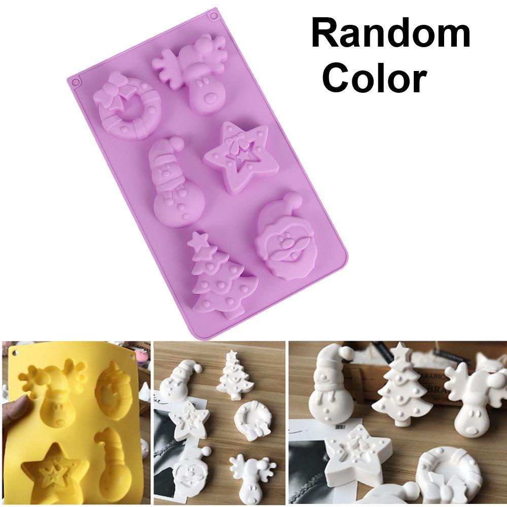 Khuôn Silicone Làm Xà Phòng Sáp Thơm Hình Ông Già Noel 6 Lỗ