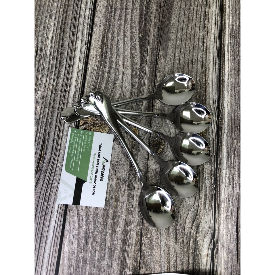 Muỗng thìa inox 304 -GNT184020 cán dài phong cách Châu Âu sáng bóng sang trong cao cấp