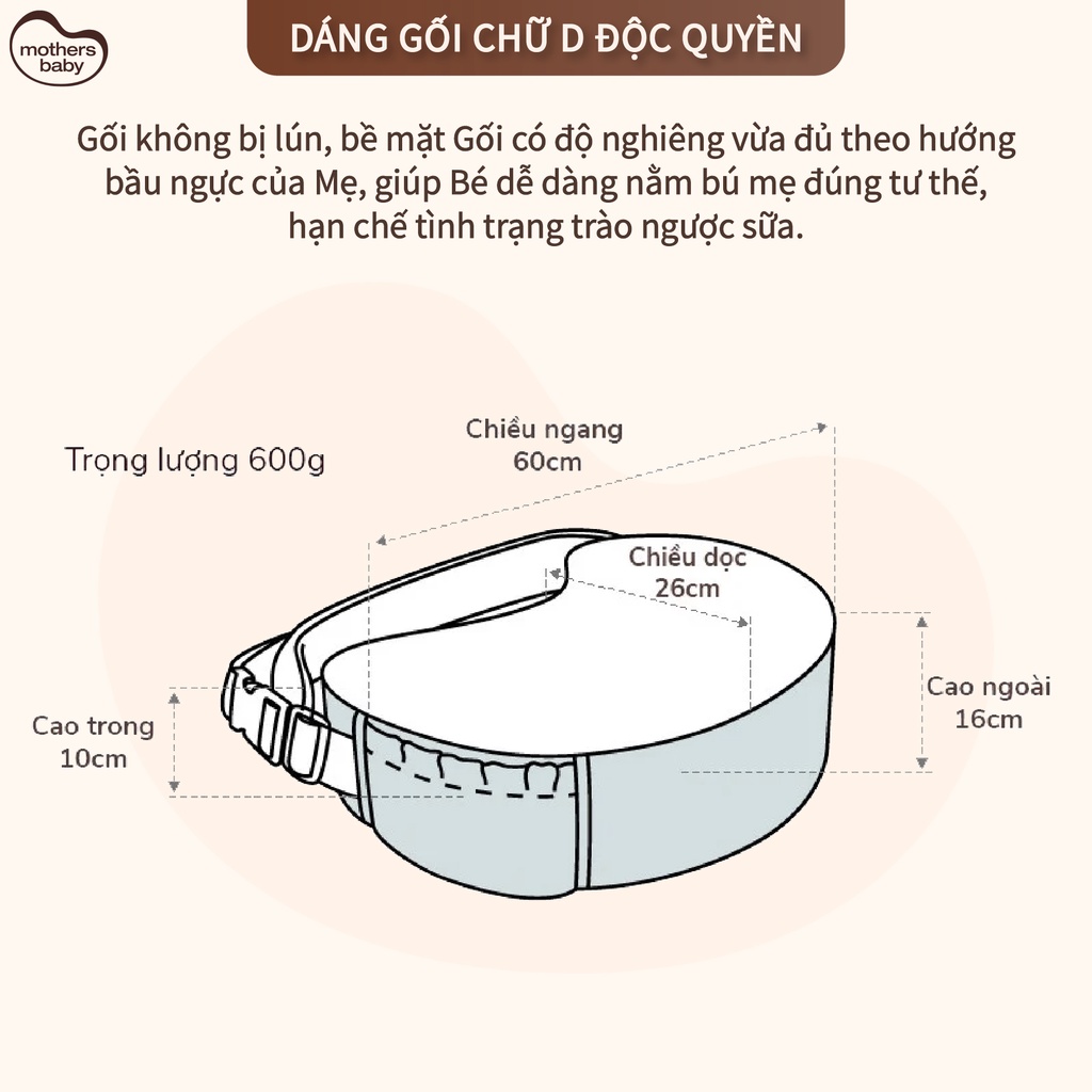 Gối Cho Bé Bú, Chống Trào Ngược Thương Hiệu Mothersbaby Hàn Quốc