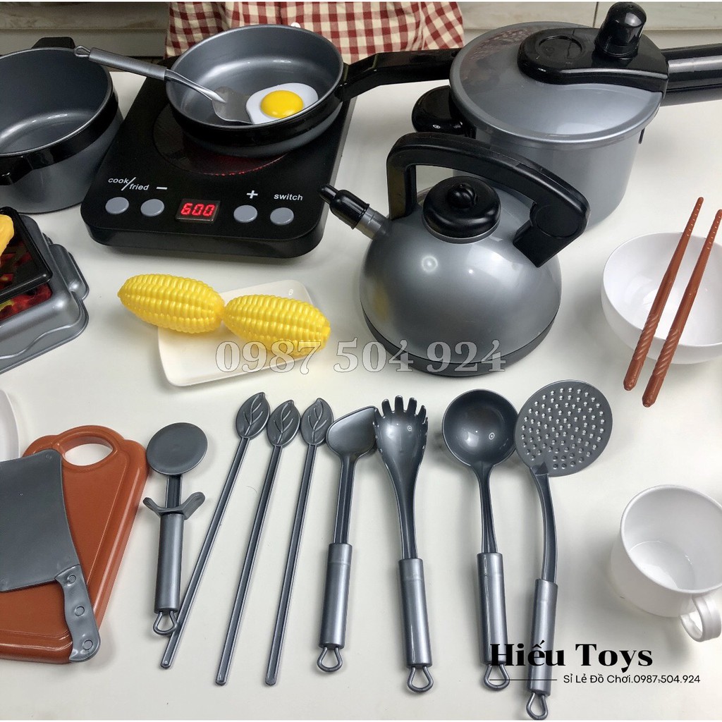 Đồ Chơi Tập Làm Đầu Bếp Bộ Đồ Nấu Ăn Kitchen 36 Chi Tiết Tặng Kèm Pin