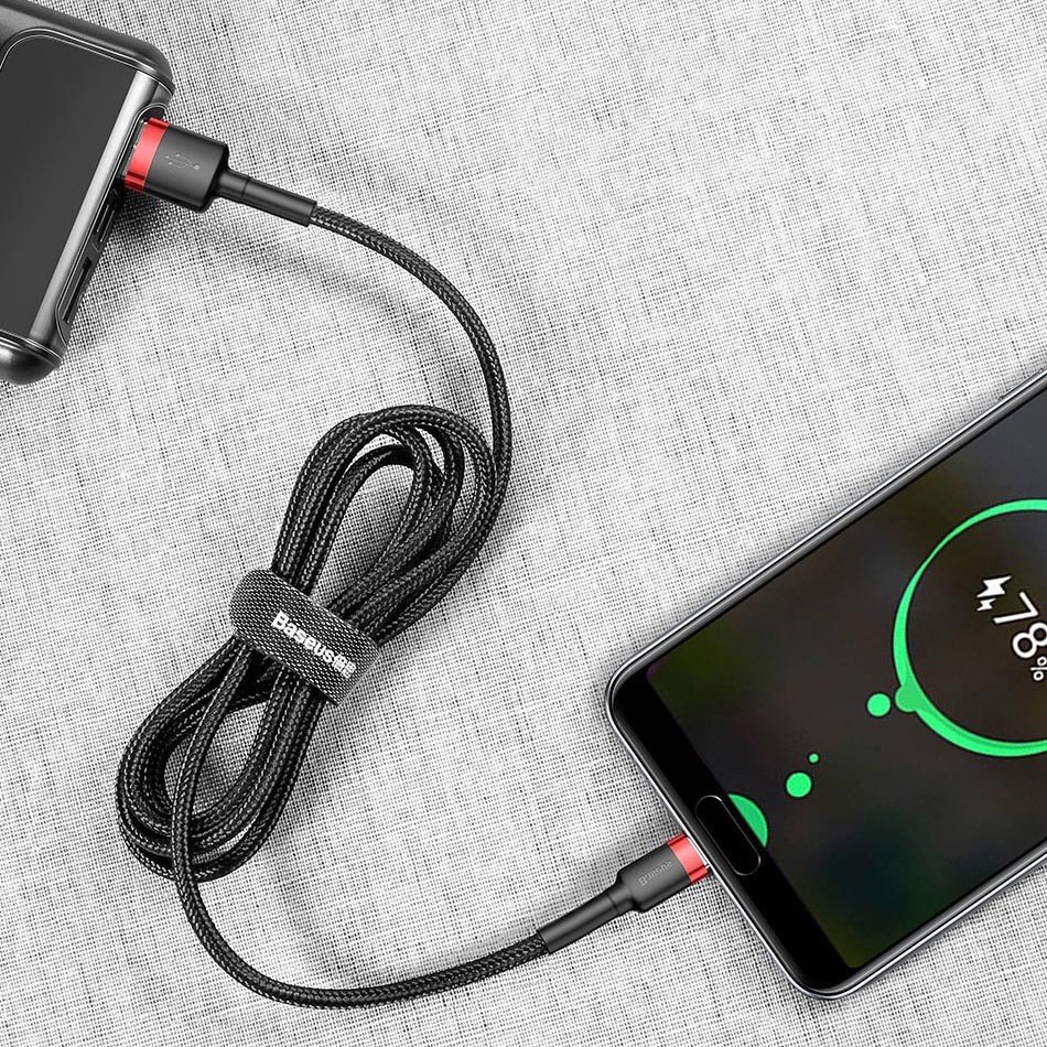 Cáp dù Baseus USB ra Type C sạc nhanh Quick Charge 3.0 15W  siêu bền chống gãy đứt - Mã Cafule