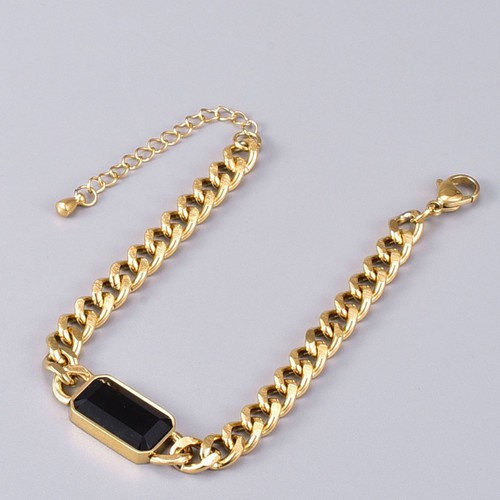 Lắc Tay Dây Xích Mặt Chữ Nhật Titan Ko Đen TT 3560