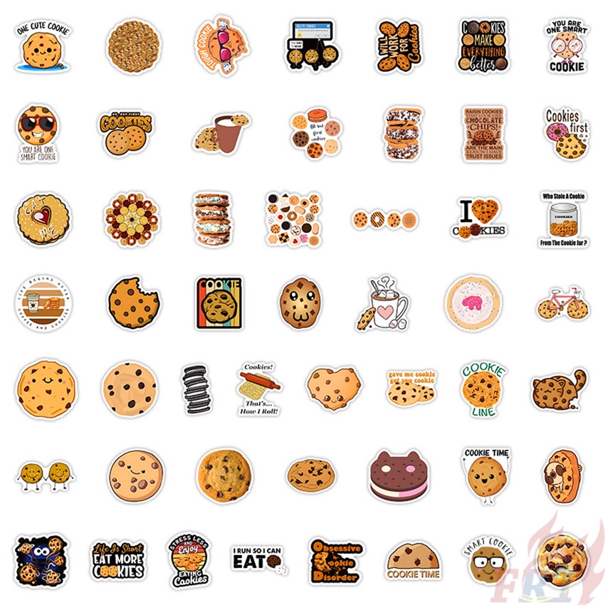 ❉ Dòng Bánh Quy 01 Nhãn Dán ❉ Bộ 50 Sticker Chống Thấm Nước Họa Tiết Doodle Hợp Thời Trang