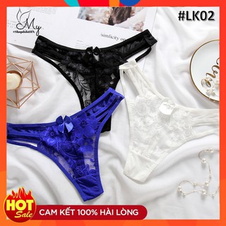 Quần lót lọt khe nữ ❣️❣️ FREE SHIP 50K ❣️❣️ quần lọt khe phối nơ sexy quai dây LK02