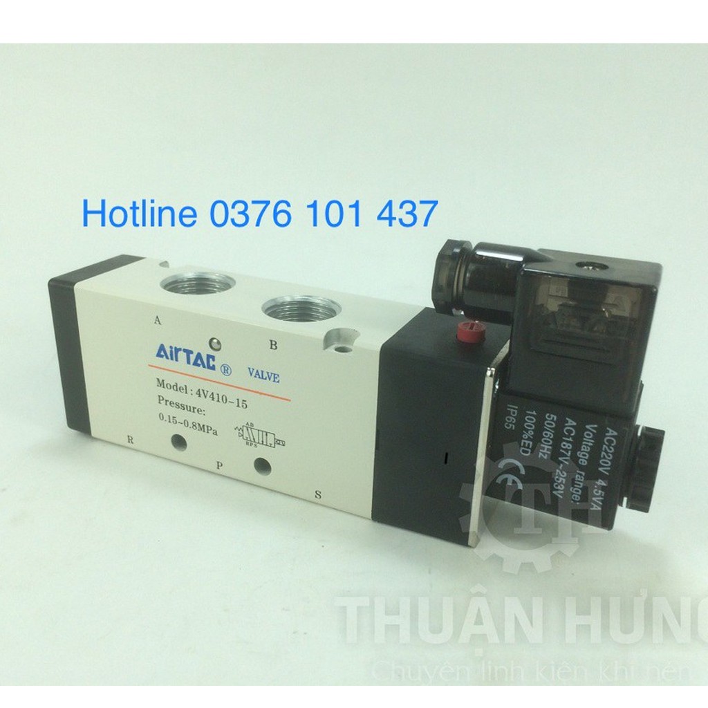 VAN ĐIỆN TỪ KHÍ NÉN AIRTAC 4V410-15, VAN ĐIỆN TỪ ĐIỀU KHIỂN XI LANH KHÍ NÉN 5/2 SOLENOID