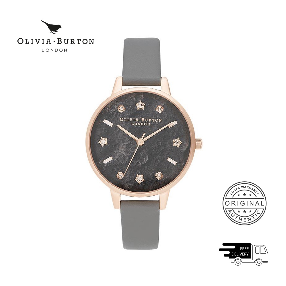 Đồng Hồ Nữ Olivia Burton Celestial Màu Xám & Đá Pha Lê & Họa Tiết Đinh Tán Hình Ngôi Sao (OB16GD55)