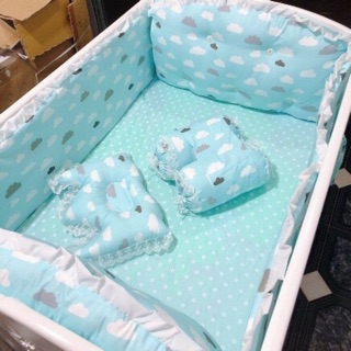 Bộ 4 tấm quây cũi có ga mây xanh 58x105cm