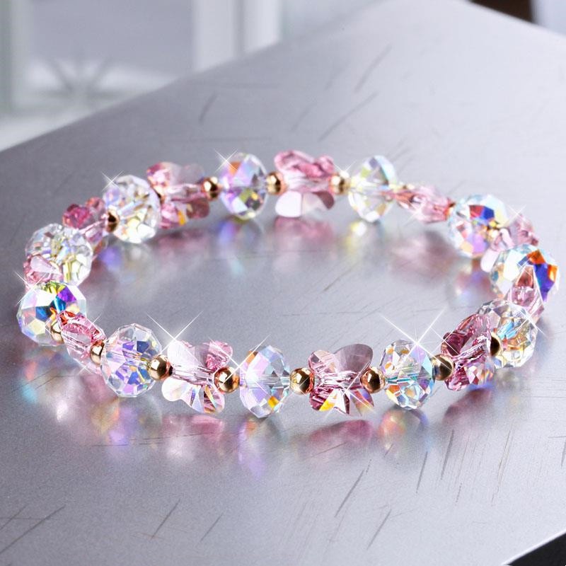 Vòng Tay Đính Đá Pha Lê Hình Bướm Đơn Giản Phong Cách Hàn Quốc Thời Trang Cho Nữ