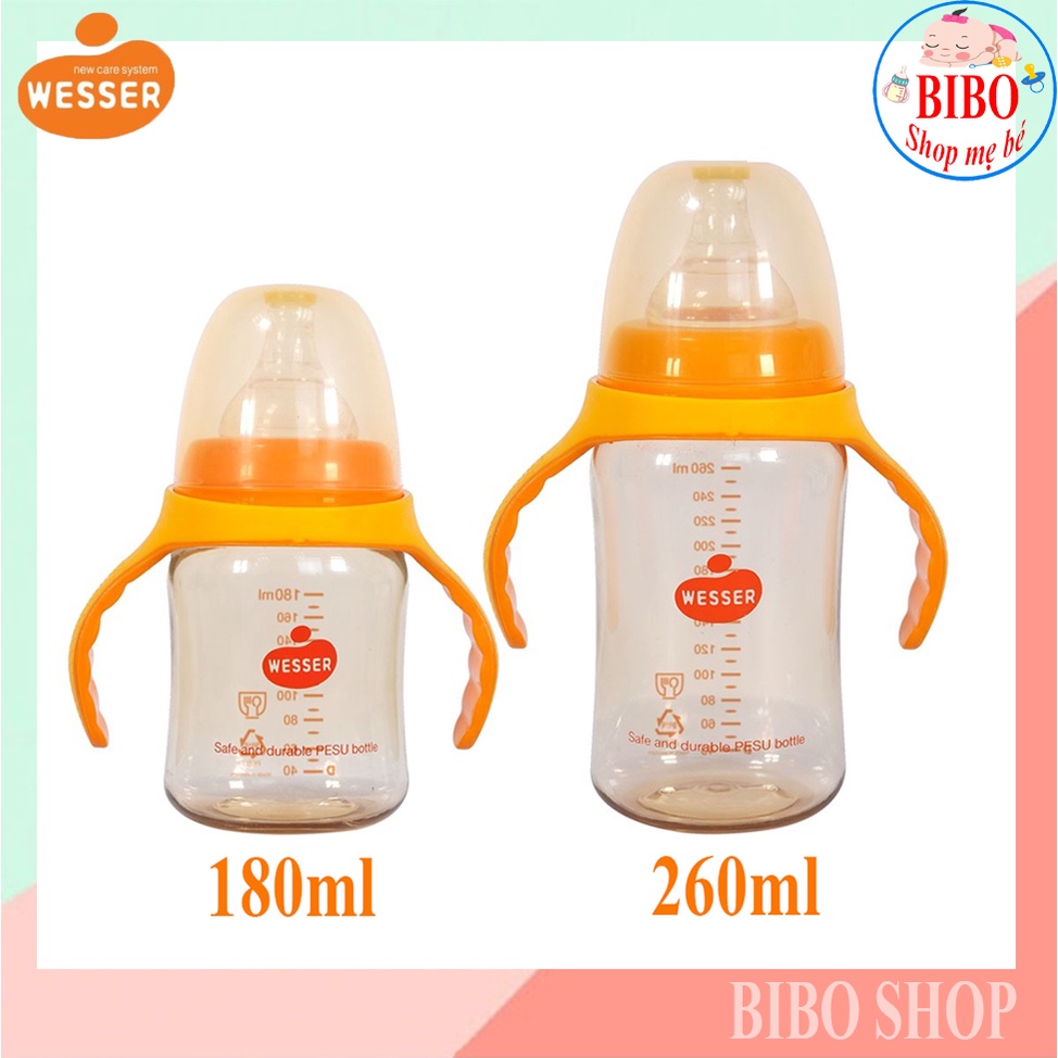 BÌNH SỮA WESSER CỔ RỘNG PPSU MẪU MỚI 180ML-260ML BPA REE