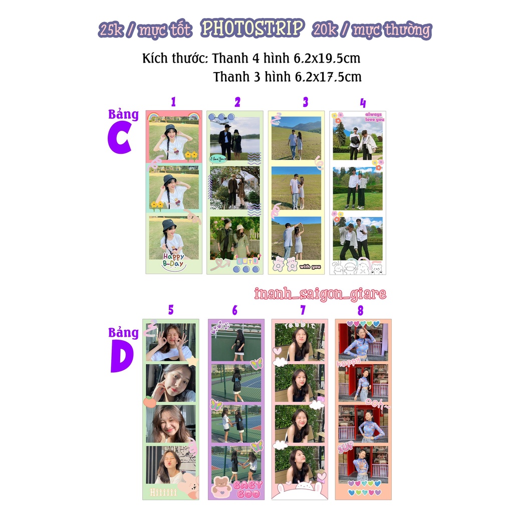 In ảnh PHOTOSTRIP - in ảnh LỤA thiết kế màu - in ảnh siêu dễ thương