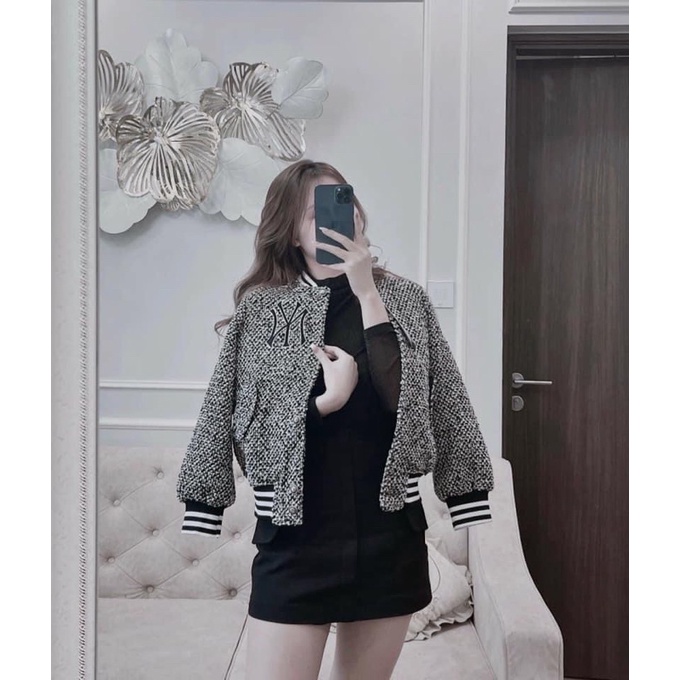 Áo dạ bomber thêu