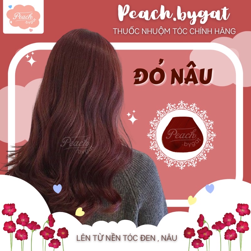 Thuốc nhuộm tóc NÂU ĐỎ không cần dùng thuốc tẩy tóc của Peach.bygat