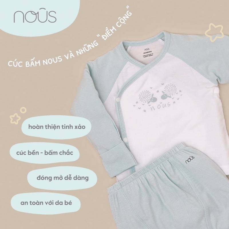 (MẪU MỚI) Bộ Nous newborn cài chéo nhiều màu