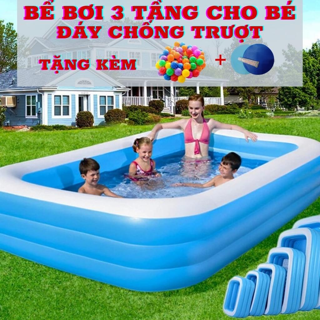 Bể Bơi Cho Bé, đủ cỡ kích thước 1m2, 1m3, 1m5, 1m8, 2m1 … Kiosi K54 - Siêu xịn, dày 2 lớp, chống trơn trượt