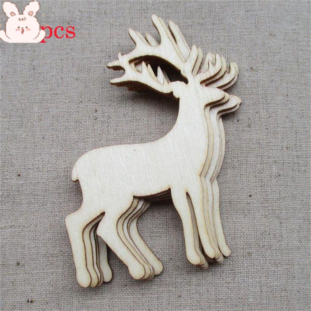 Bộ 5 Phụ Kiện Trang Trí Giáng Sinh Bằng Gỗ Hình Tuần Lộc DIY