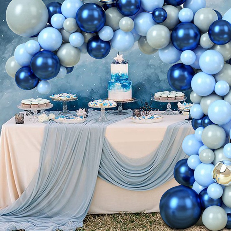 Bộ Bong Bóng Bay Xanh Dương Trang Trí Sinh Nhật 1 Tuổi