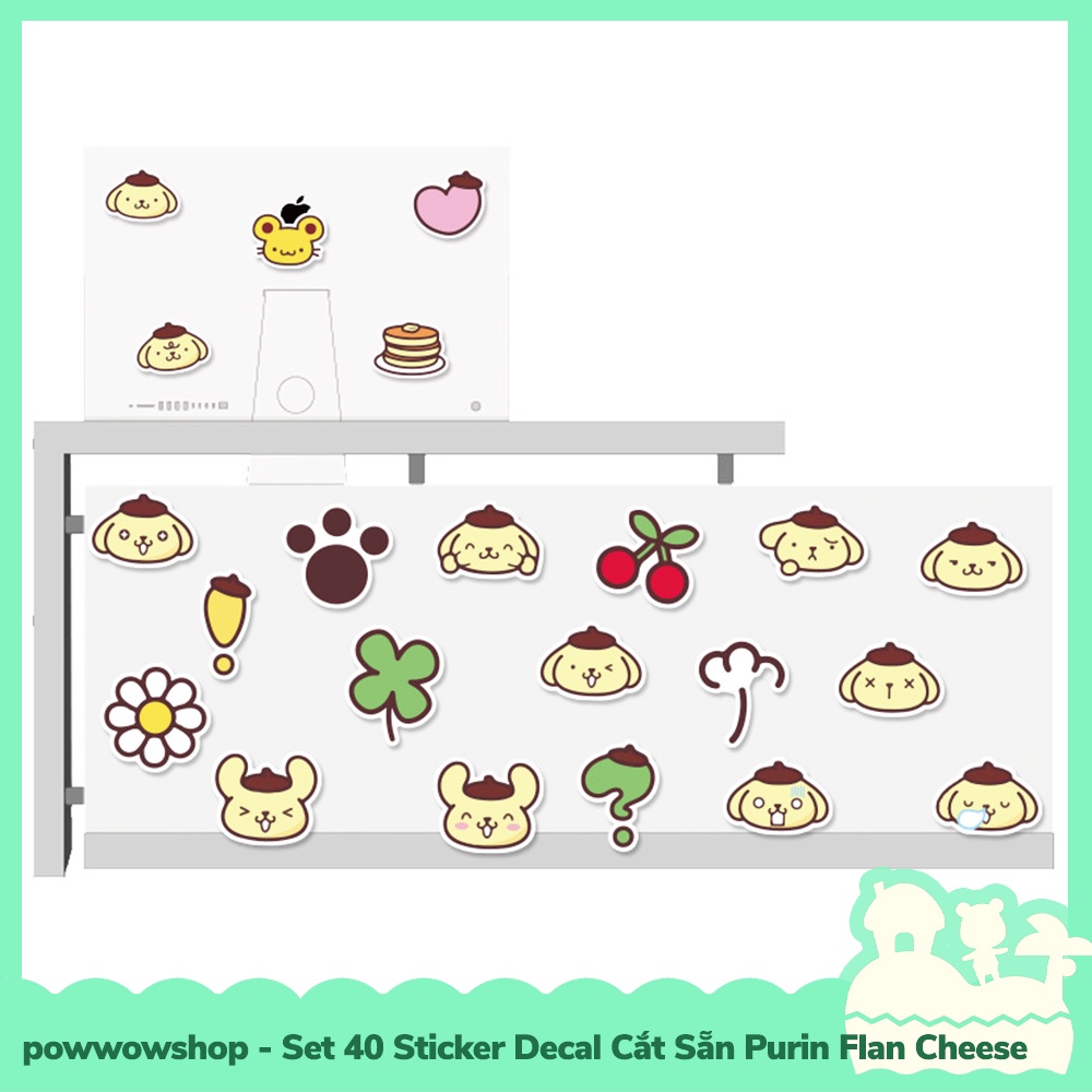 [Sẵn VN - Hỏa Tốc] Set 40/60 Sticker Mini Decal Dán Trang Trí Vật Dụng Mẫu Sanrio Purin Flan Cheese Cat