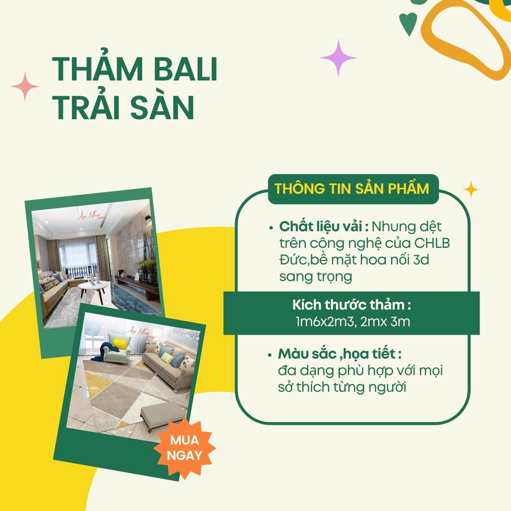 Thảm bali An Như thảm nỉ trải sàn 2mx3m