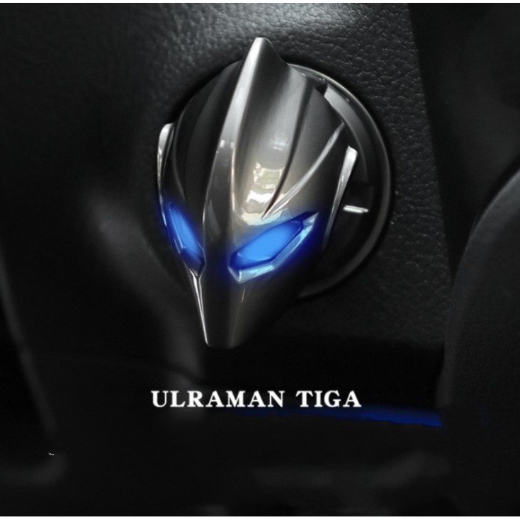 Nắp Dán Bảo Vệ Nút Bấm Khởi Động Start/Stop Engine Cho Ô Tô/ Xe Hơi Bằng Kim Loại Hình Ultraman [Hàng Cao Cấp]