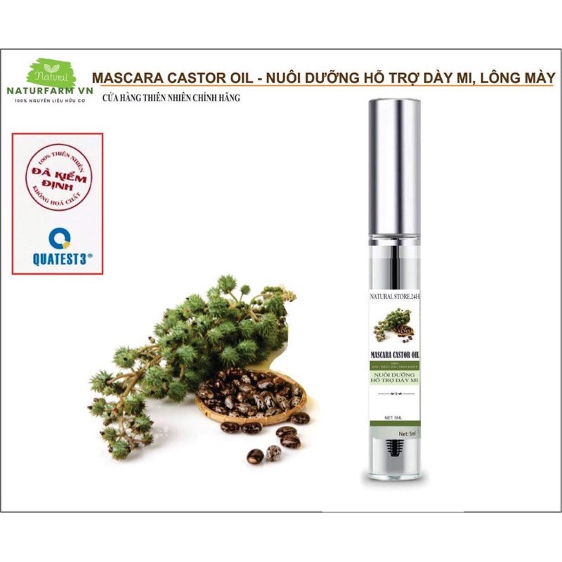 Mascara dầu castor 5ML nguyên chất organic ( Dầu thầu dầu ) - siêu dưỡng mi và lông mày