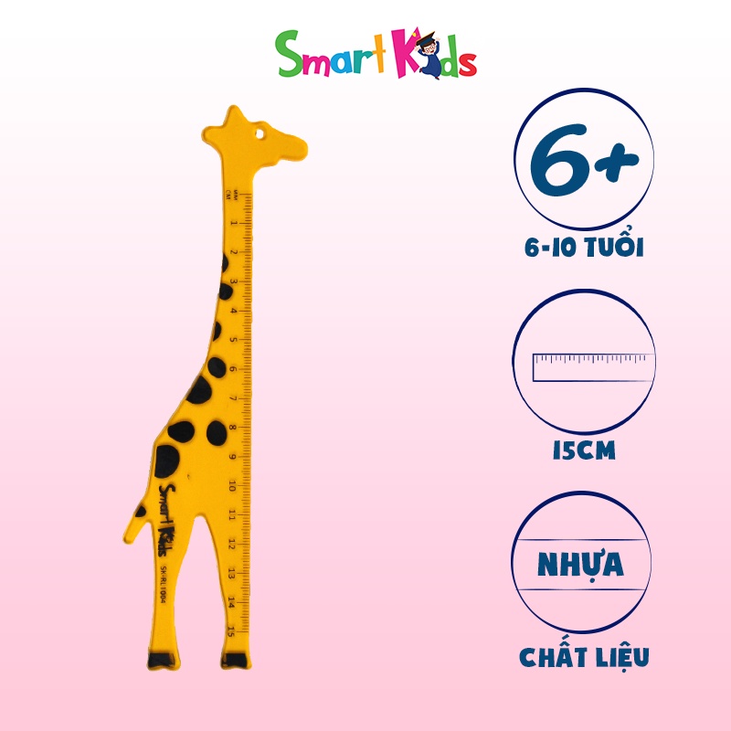 Thước con hươu ngộ nghĩnh SK-RL1004, SMARTKIDS. Dành cho học sinh cấp 1, cấp 2, cấp 3. Nhựa dẻo bền, màu sắc bắt mắt