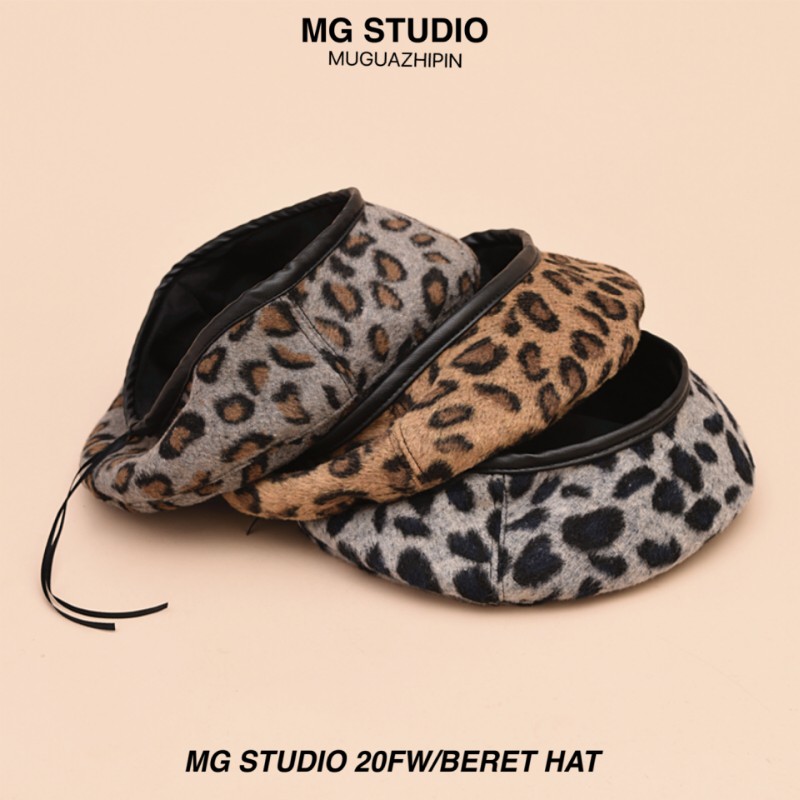 Mũ Nồi MG STUDIO Họa Tiết Da Beo Bằng Vải Len