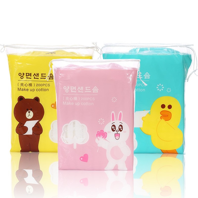 Bông Tẩy Trang Hình Gấu, Thỏ, Vịt 200 Miếng Siêu Tiết Kiệm