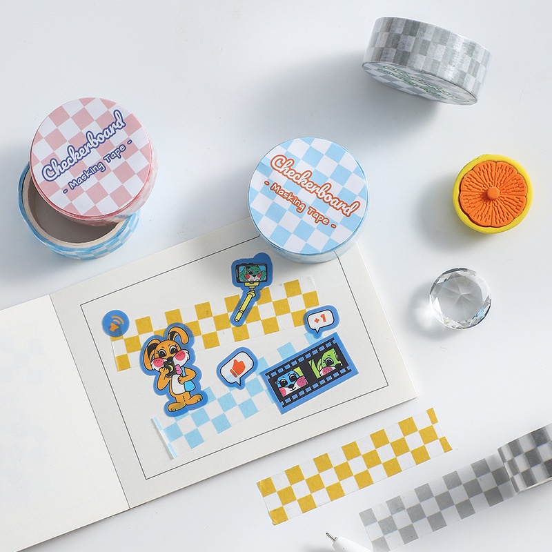 Peach Checkerboard checkerboard series tape stickers Diary Scarpbooking DIY Decoration Washi Tape