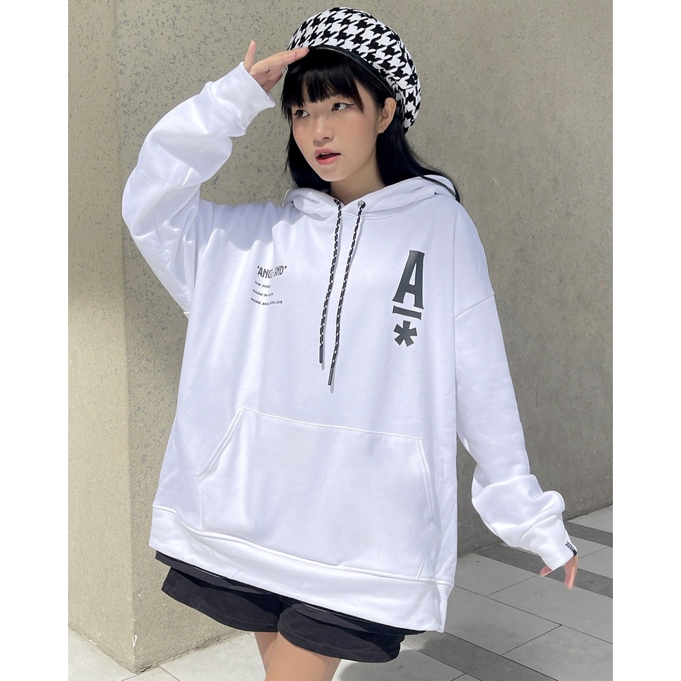 Áo Khoác Hoodie Angel-Land The Fives White Hoodie Nỉ Bông - T5W
