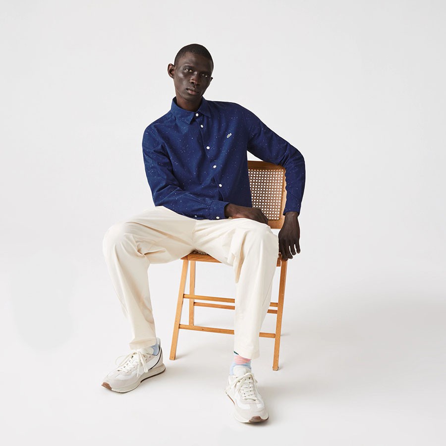 ÁO SƠ MI NAM LACOSTE MEN'S COTTON CHAMBRAY SHIRT - SIZE M  SLIM FIT