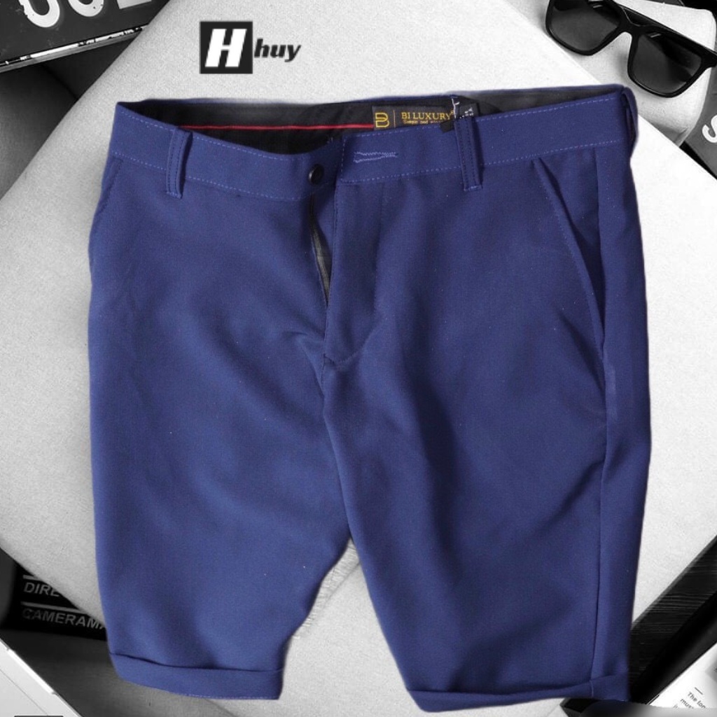 Quần short tây nam, khóa kéo, vải kate co giãn, kiểu dáng basic Hàn Quốc