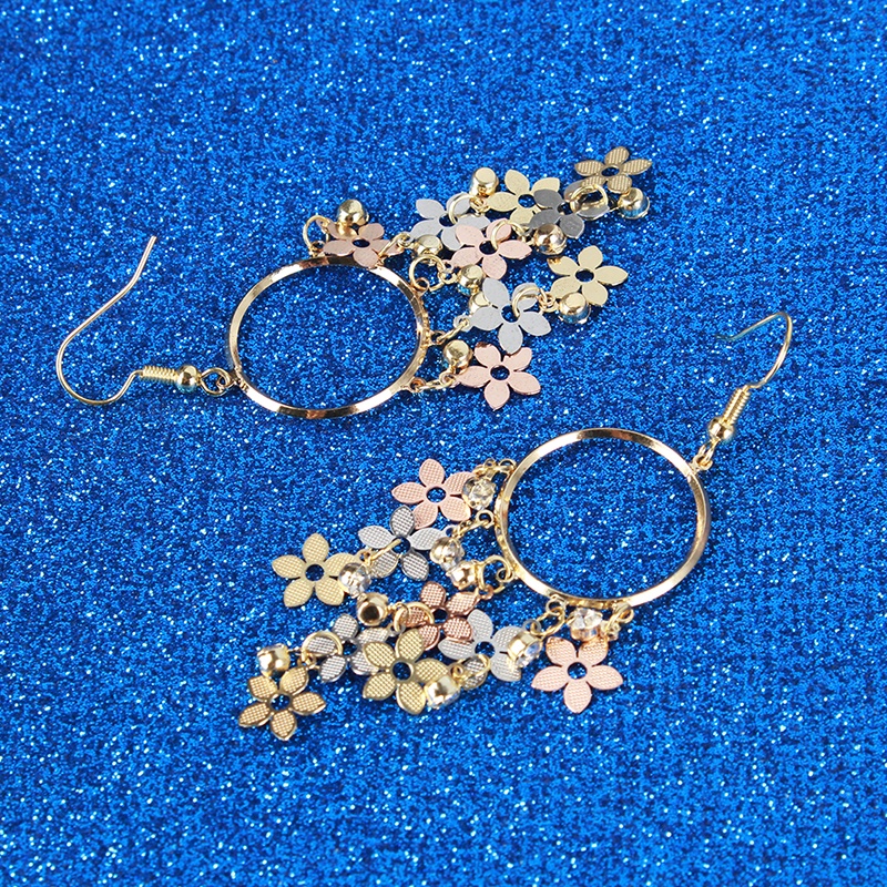 Đôi Bông Tai Dáng Rơi Họa Tiết Hoa Thời Trang Cho Nữ