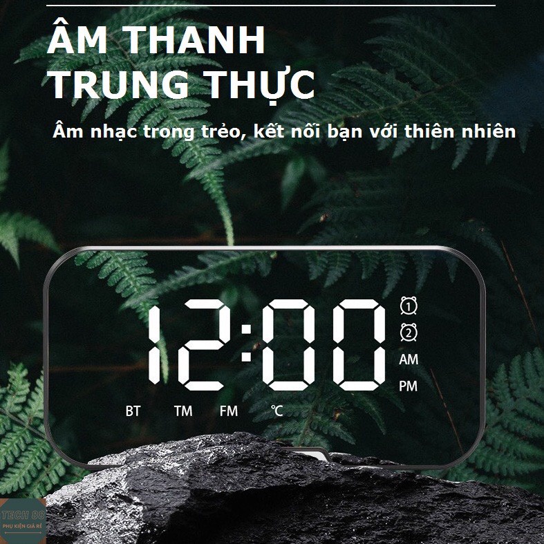 Loa Bluetooth Kiêm Đồng Hồ G10 Mặt Gương Hiển Thị Đèn Led - Đài FM - Đồng Hồ Báo Thức