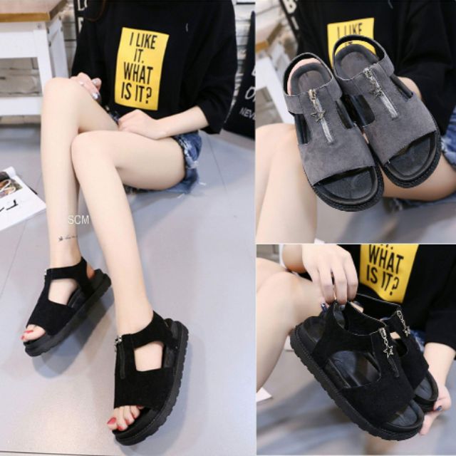 Giày sandal bánh mì dây kéo giữa