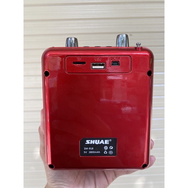 Loa trợ giảng Shuae SM918 - Máy trợ giảng kèm micro cài tai không dây, Bluetooth, AUX, USB, SD card, FM, Pin sạc đến 6H