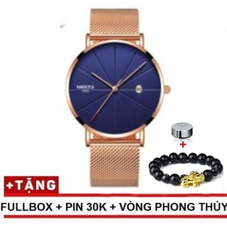 [Siêu Trợ Giá] (Tặng Vòng Tay Tỳ Hưu Và Pin Thay Thế) Đồng Hồ Nam NIBOSI Dây Thép Lụa Siêu Mỏng Trẻ Trung Hiện Đại