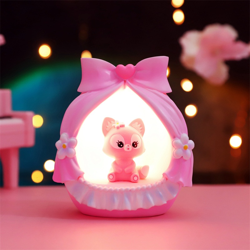 [Hàng sẵn] Đèn trang trí Cáo Belle và lều ánh sáng mà hồng siêu dễ thương dành cho bé