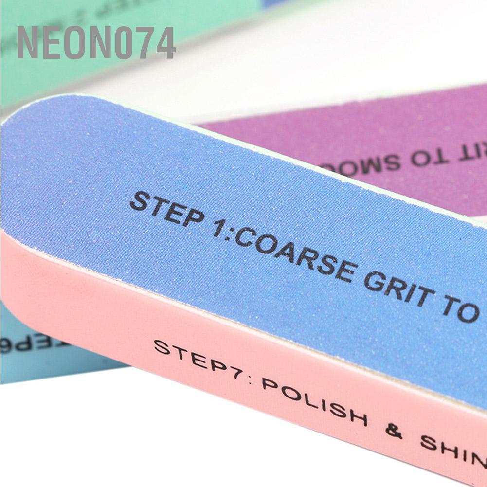 Neon074 Colorful Multiple Side Nail Art Manicure Pedicure Tool Sanding Sponge Files Buffer Polisher Dũa nhám móng tay