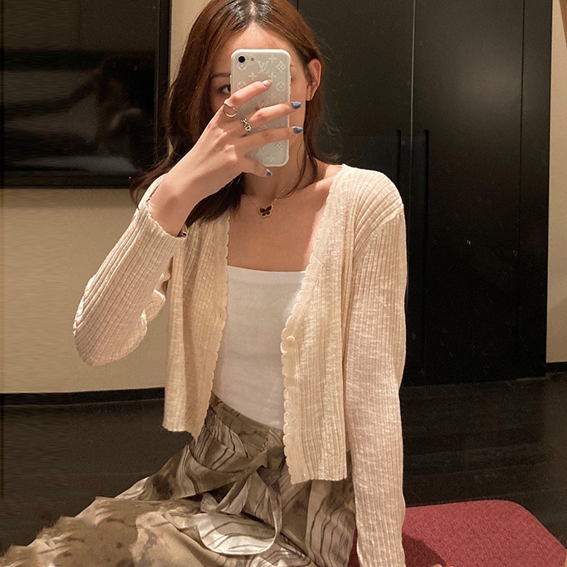 Áo khoác cardigan ZHELIHANGFEI dệt kim tay dài cổ chữ V dáng rộng thời trang trẻ trung