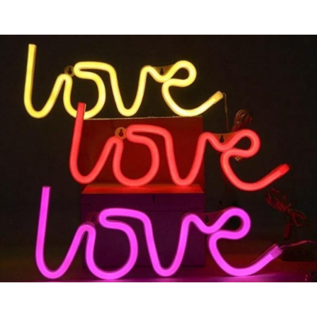 Đèn Neon light treo tường các kiểu có sẵn dễ thương chữ love, chữ home, chữ hello, cầu vồng, con mèo