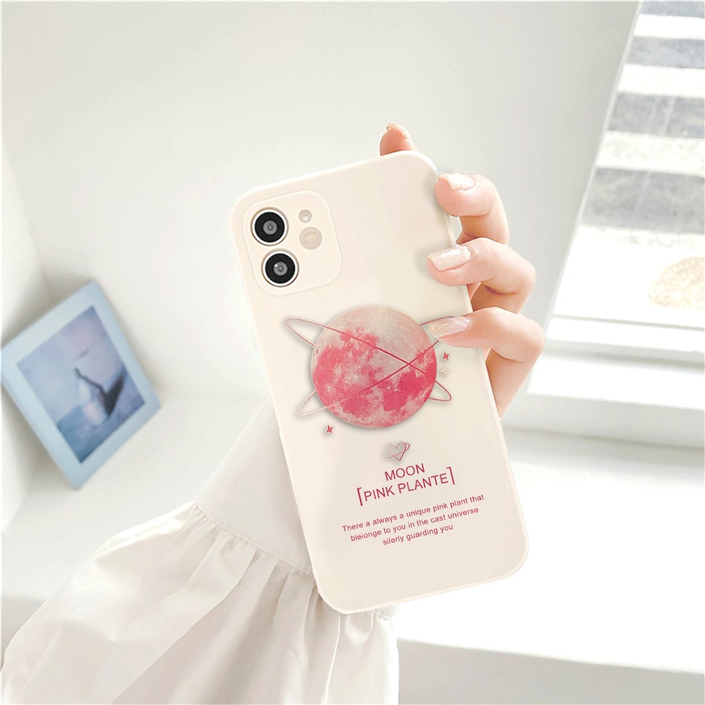 Ốp iphone hành tinh hồng cạnh vuông bảo vệ camera cho ip 6splus/7/7plus/8/8plus/x/xr/xs/11/12/pro/max/plus/13promax e147