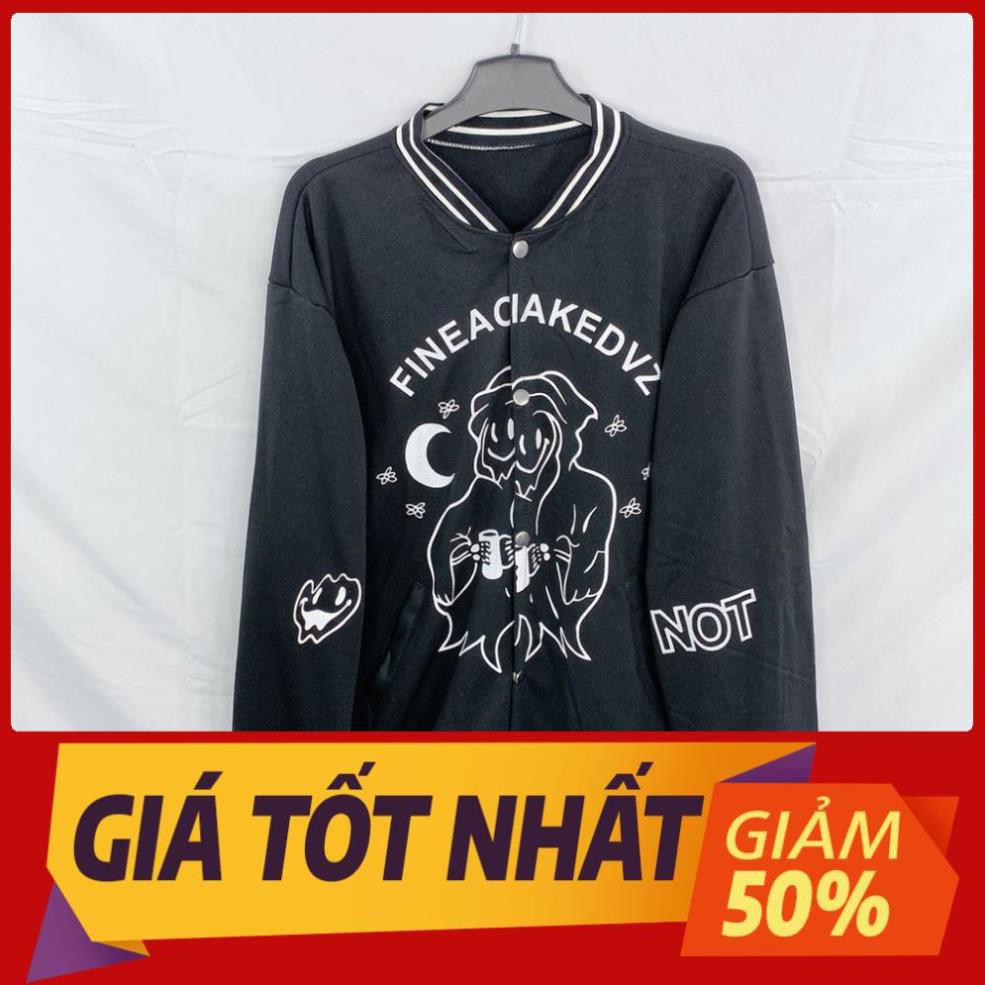 [Giá rẻ số 1] Giá rẻ số 1 Áo Bomber Fin Mặt Quỷ - Áo Khoác Chất Bên Trong Nỉ Bông