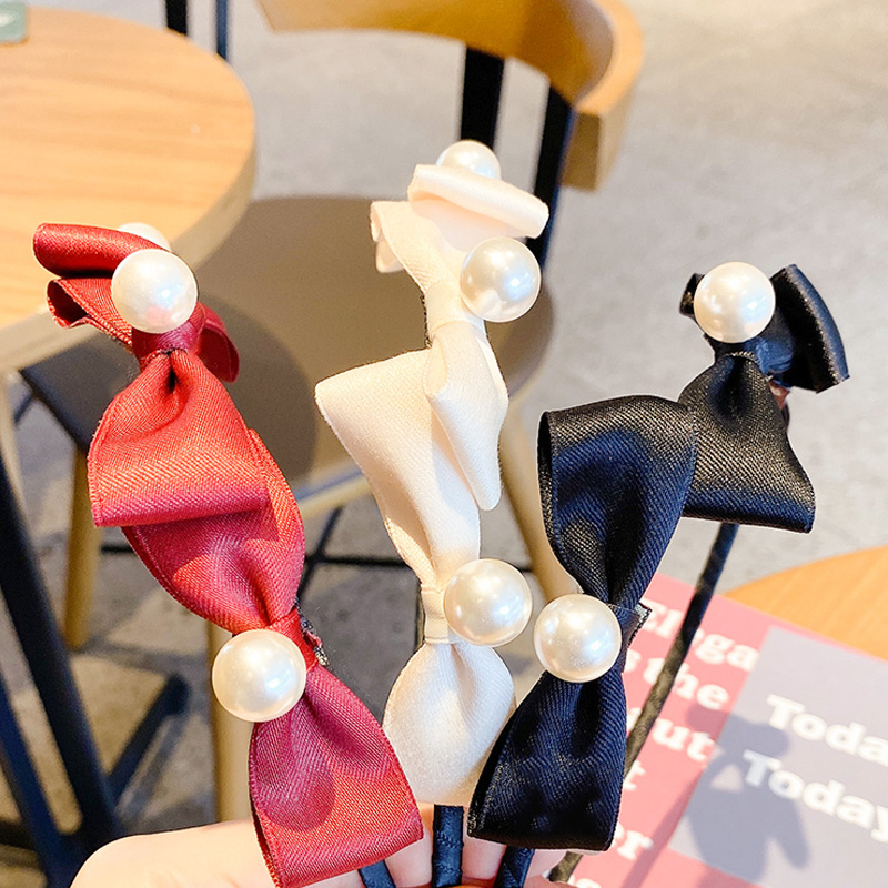 Cài tóc nhung đính ngọc trai thời trang phong cách Lolita