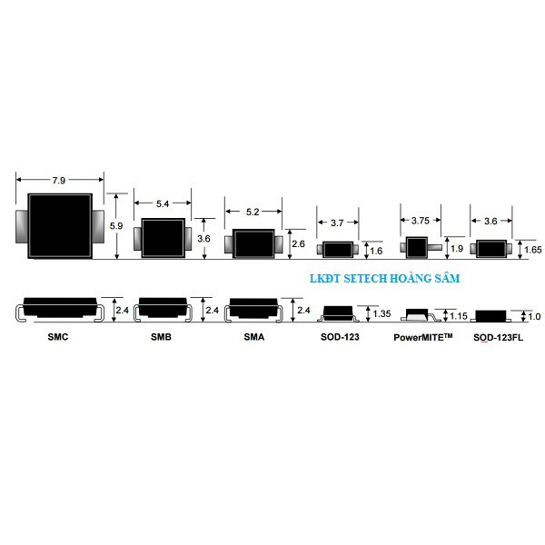 Diode Schoottky chân dán SMD SS14( 1N5819); SS24; SS34( 1N5822); SS54( SMC)