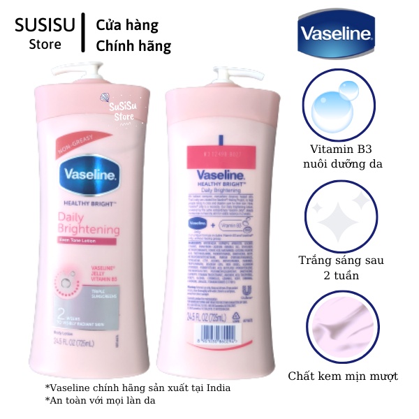 Sữa dưỡng thể VASELINE Healthy Bright Daily Brightening (725ml) chai hồng