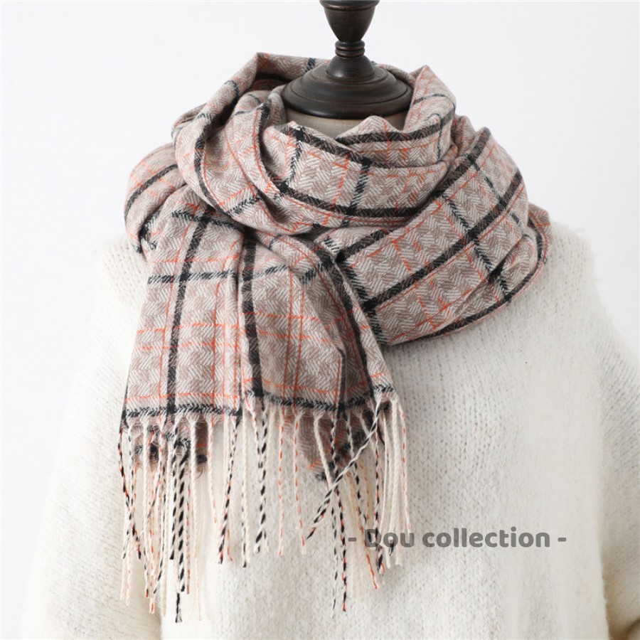 [Nowship2h] Khăn Choàng Cổ Len (Khăn Cashmere Dày) Cao Cấp Giữ Ấm Mùa Đông Họa Tiết Kẻ - 65x200cm - PJN.ARC - Mã LN008